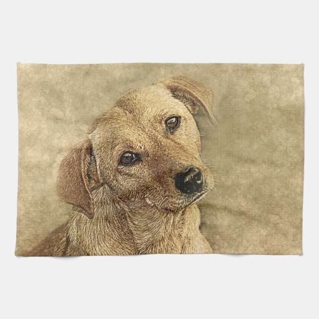 Painted Dog Print Tea Towel (Horizontal)