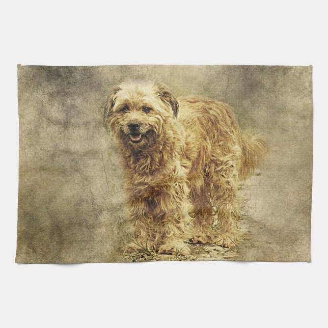 Painted Dog Print Tea Towel (Horizontal)