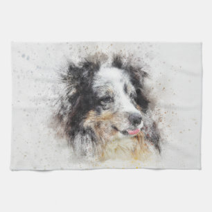 Painted Dog Print Tea Towel