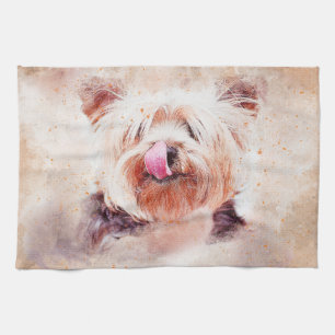Painted Dog Print Tea Towel