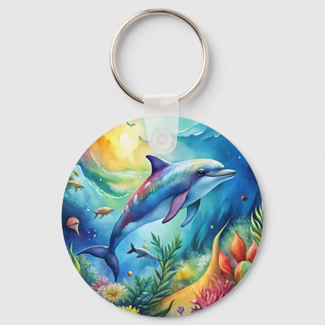 Painted Dolphin Key Ring (Front)