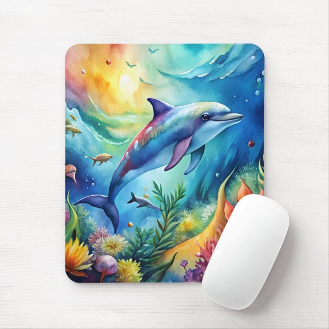 Painted Dolphin Mouse Pad (With Mouse)