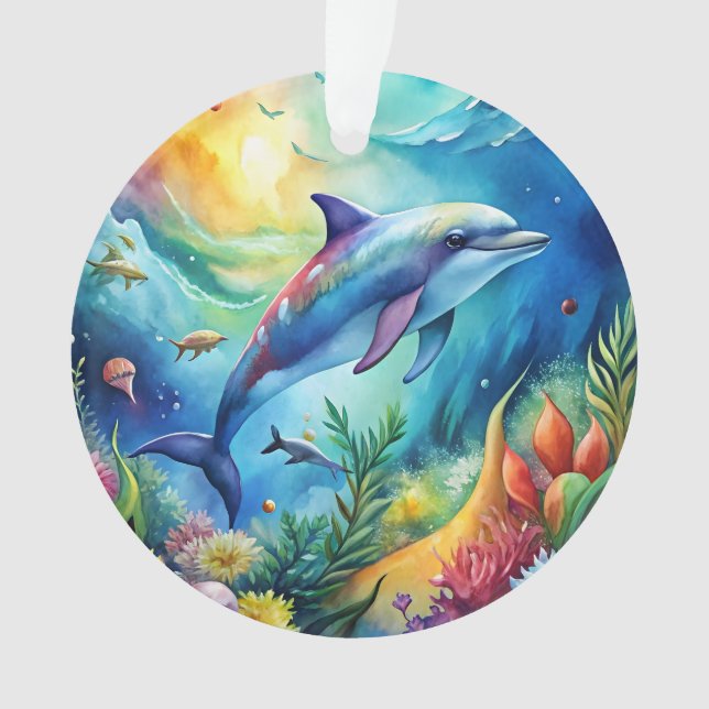 Painted Dolphin Ornament (Front)