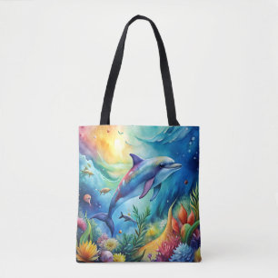Painted Dolphin Tote Bag