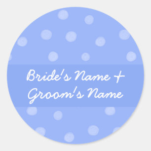 Painted Dots blue Wedding Round Sticker