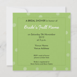Painted Dots green Bridal Shower Invitation