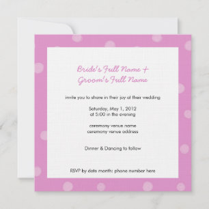 Painted Dots pink white Wedding Invitation