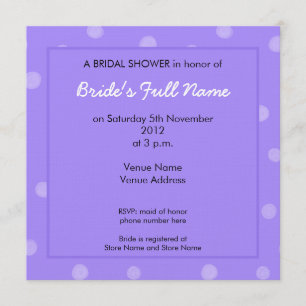 Painted Dots purple Bridal Shower Invitation