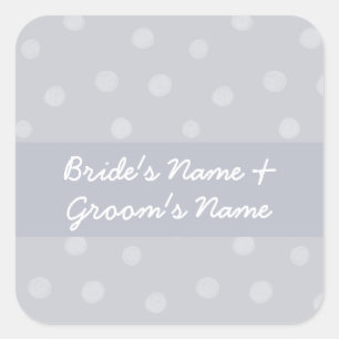 Painted Dots silvery grey Wedding Square Sticker