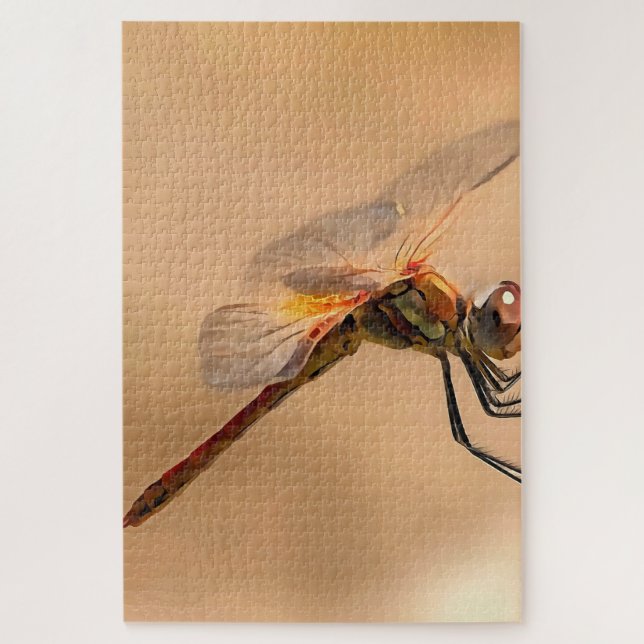 Painted Dragonfly Isolated Against Ecru Jigsaw Puzzle (Vertical)