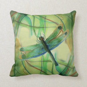 Painted Dragonfly Throw Pillow