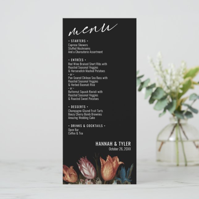 Painted Dutch Tulips and Mixed Flower Bouquets Menu (Standing Front)