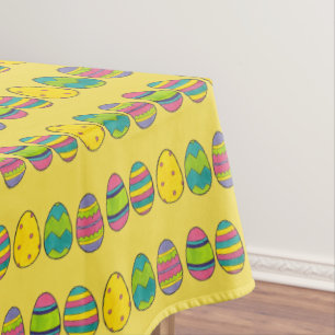 Painted Easter Basket Egg Hunt Colourful Eggs Tablecloth