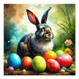 Painted Easter Bunny with Eggs Photo Print