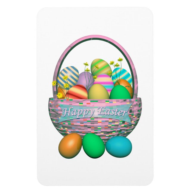 Painted Easter Eggs in a Basket Magnet (Vertical)