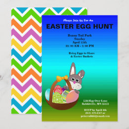 Painted Eggs & Bunny Easter Egg Hunt Invitation