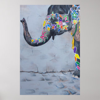 Painted Elephant Poster