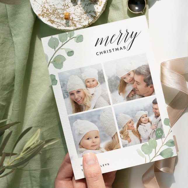 Painted Eucalyptus | Holiday Photo Collage Card (Creator Uploaded)