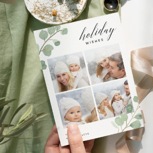Painted Eucalyptus   Holiday Photo Collage Card