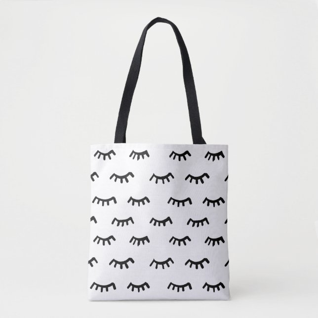 painted eyelashes black and white tote bag (Front)