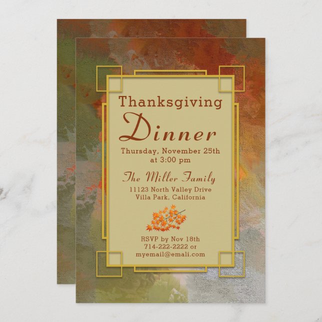 Painted Fall Colours Thanksgiving Invitation (Front/Back)