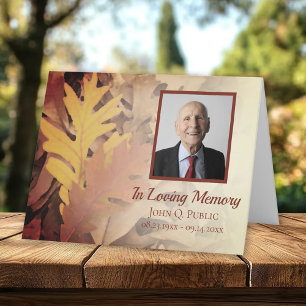 Painted Fall Leaves Funeral Memorial Sympathy Thank You Card