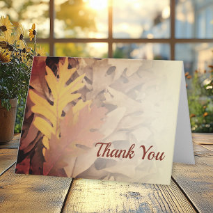 Painted Fall Leaves Funeral Memorial Sympathy Thank You Card