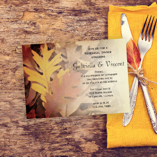 Painted Fall Leaves Wedding Rehearsal Dinner Invitation