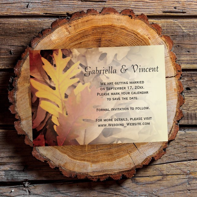 Painted Fall Leaves Wedding Save the Date Invitation (Creator Uploaded)
