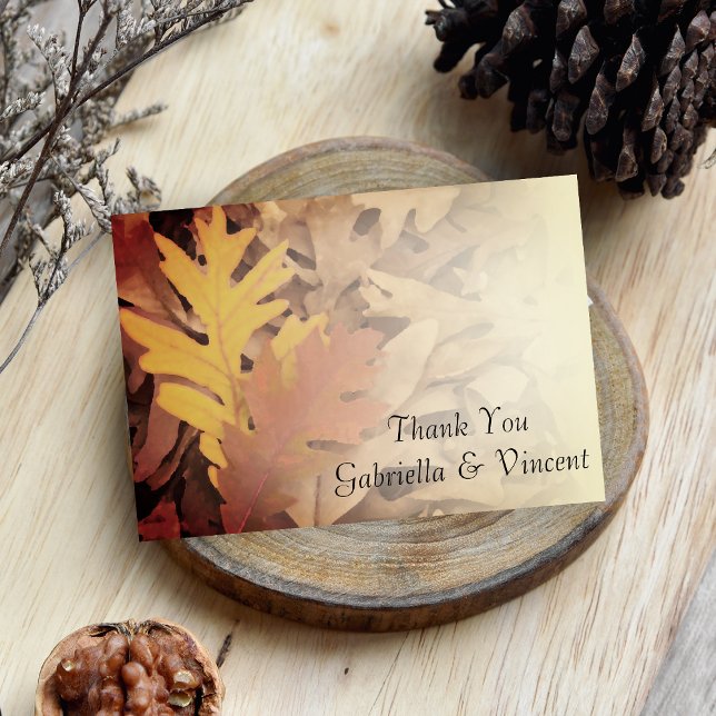 Painted Fall Leaves Wedding Thank You Notes - Flat Invitation (Creator Uploaded)