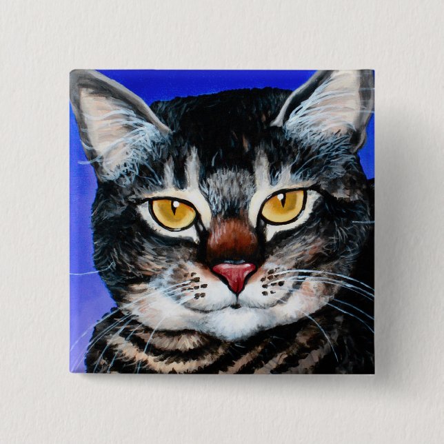 Painted Fat Cat 15 Cm Square Badge (Front)
