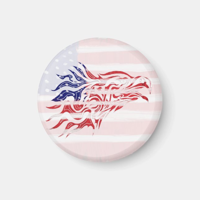 Painted Flag And Eagle White Magnet (Front)