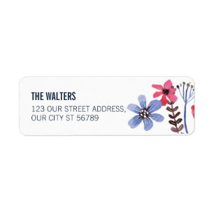 Painted Flora Wedding Return Address Label