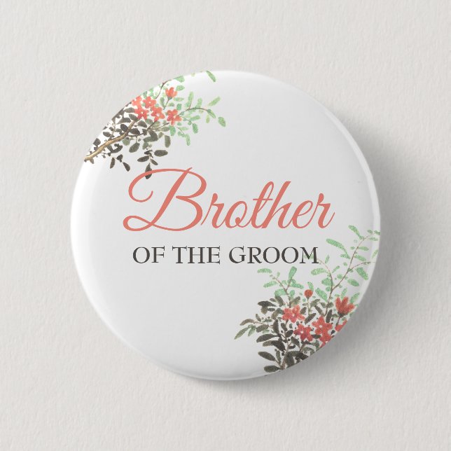 Painted Floral 6 Cm Round Badge (Front)