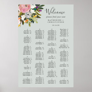 Painted Floral Alphabetical Seating Chart