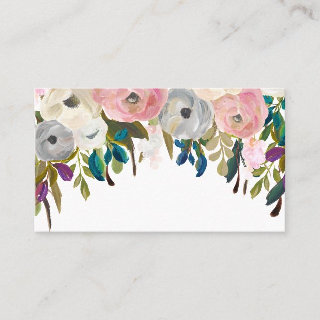 Painted Floral Blank Wedding Table Place Cards. Place Card (Front)