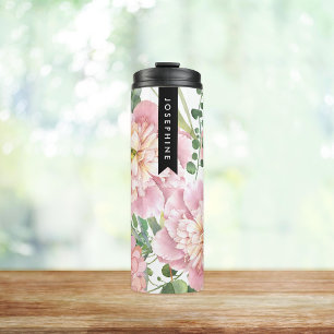 Painted Floral Bouquet Personalised Name Thermal Tumbler