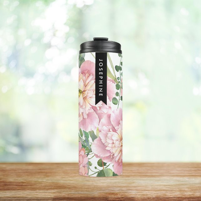 Painted Floral Bouquet Personalised Name Thermal Tumbler (Creator Uploaded)