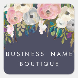 Painted Floral Customisable Business Stickers