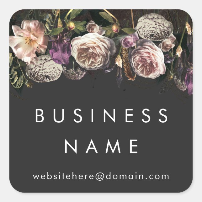 Painted Floral Customisable Business Stickers (Front)