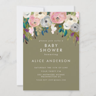 Painted Floral Garden Baby Shower Invite