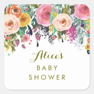 Painted Floral Garden Baby Shower Stickers