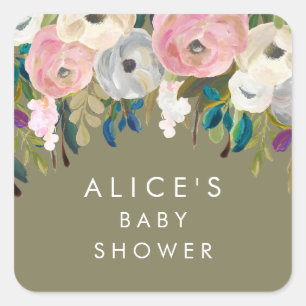 Painted Floral Garden Baby Shower Stickers