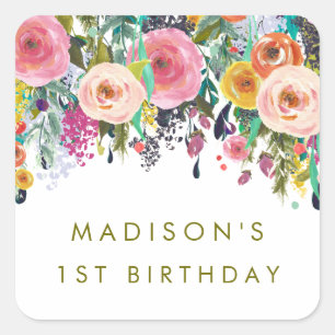 Painted Floral Garden Personalised Party Stickers