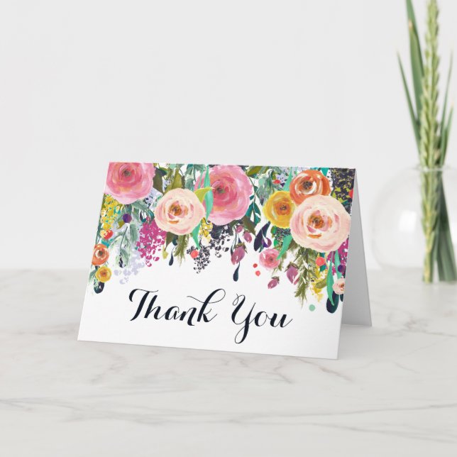 Painted Floral Garden Thank You Flip Greeting Card (Front)