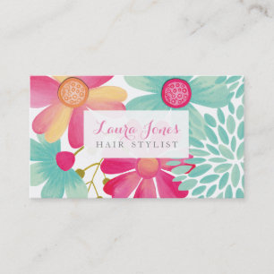 Painted Floral Hair Stylist Appointment Cards