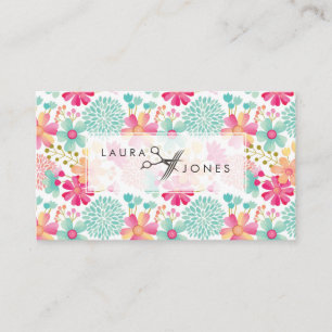 Painted Floral Hair Stylist Salon Appointment Card