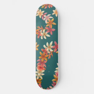 Painted Floral Lei on teal Skateboard