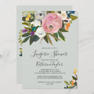 Painted Floral Lingerie Shower Invitation