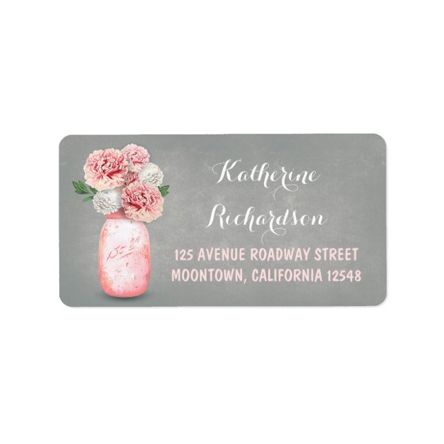 Painted floral mason jar wedding address labels (Front)